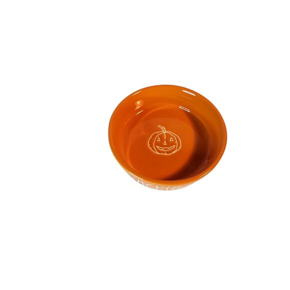 NWT Rae Dunn Halloween Cat Dog Food Bowl Dish Orange WICKED CUTE pumpkin - Picture 3 of 7
